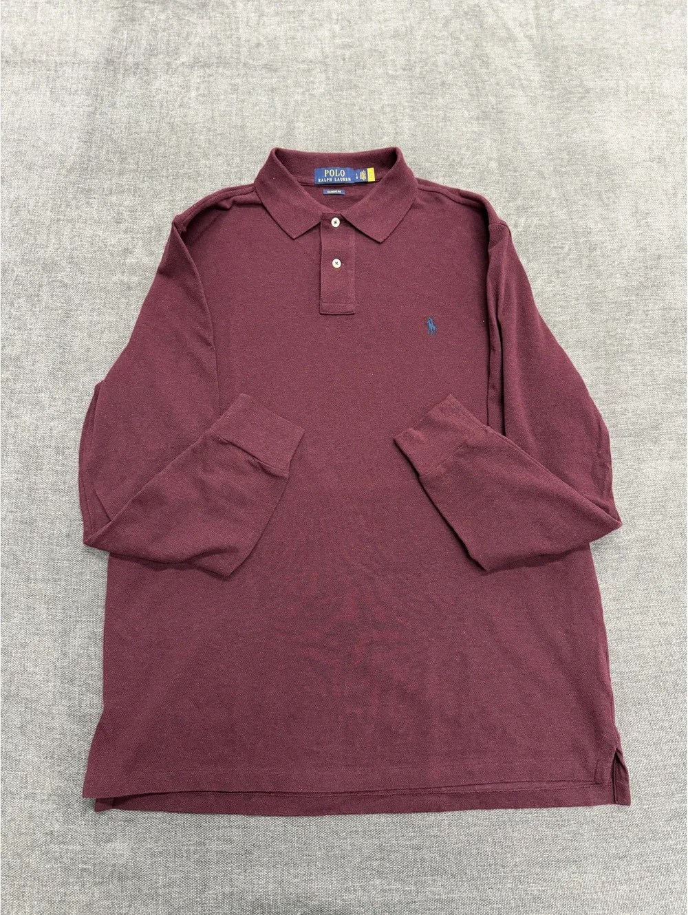 Polo Ralph Lauren Classic Fit Long Sleeve Polo Shirt Burgundy Large